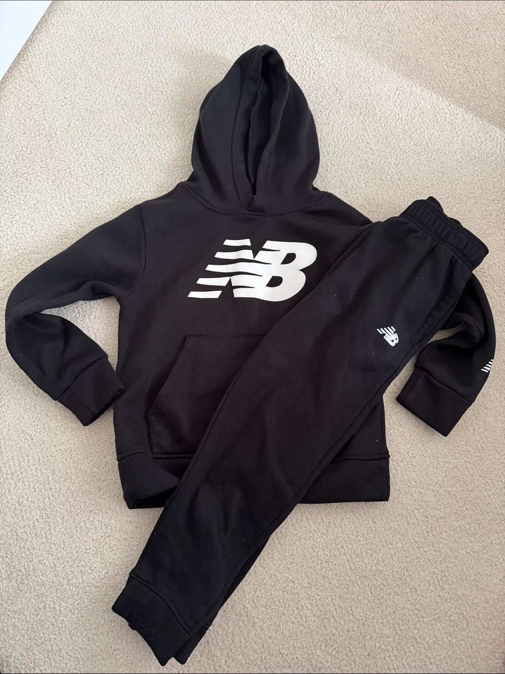 New Balance Black Hoodie and Joggers Set with White Logos